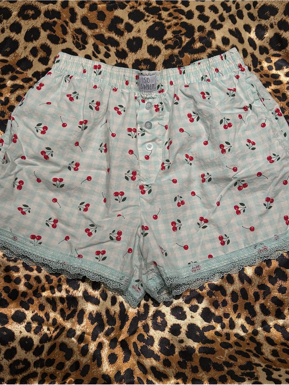 Better Together Cherry Print Gingham Cotton Pajama Shorts